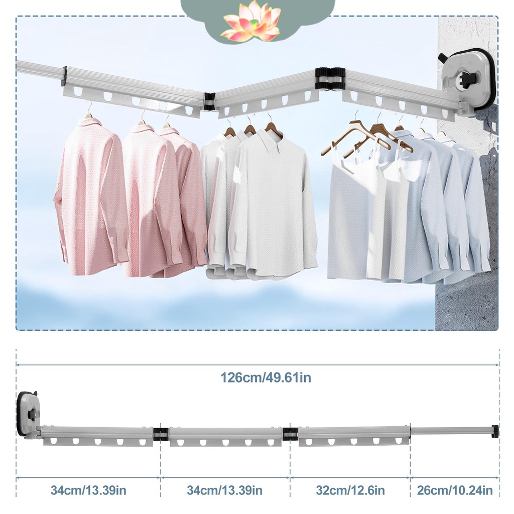 Giá Phơi Quần Áo 3 Tầng Có Giác Hút Chân Không Kèm Thanh Nối Dài Treo Tường shoptkc6039