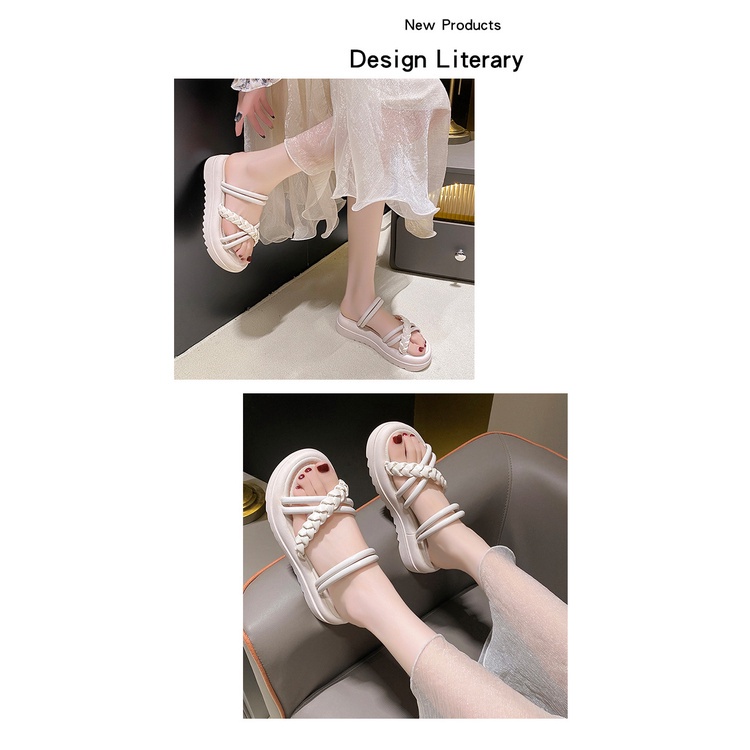 Dép sandal nữ dép bánh mì Chống Trượt Hai Quai Đế Dày
