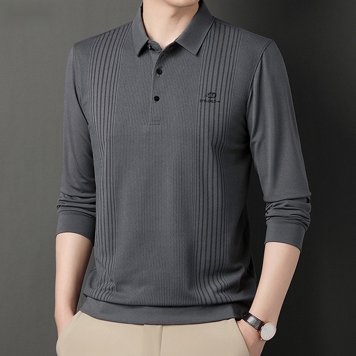 Áo Thun polo Dài Tay Họa Tiết Sọc Ngang Thời Trang Dành Cho Nam