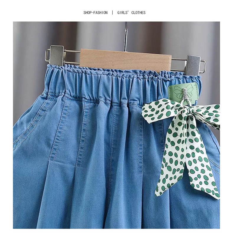 Quần Đùi denim Thời Trang Năng Động Cho Bé Gái