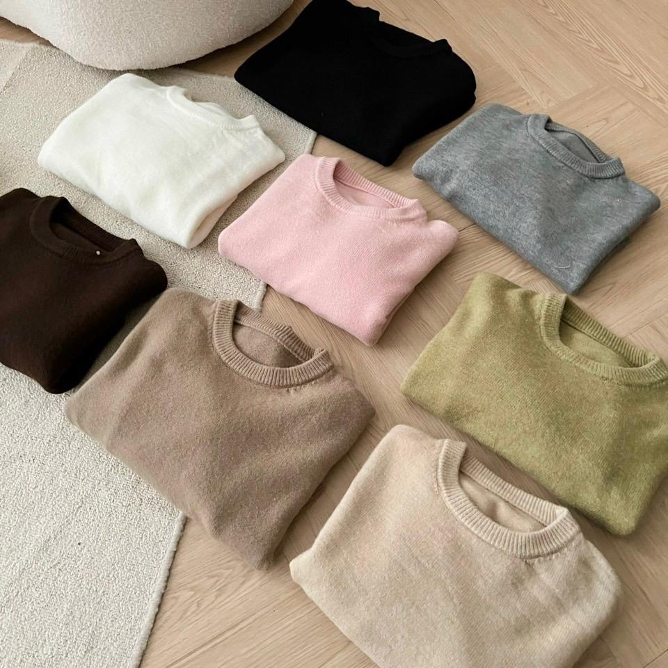 S29 Áo len croptop cổ tròn tay dài chất len lông thỏ hàng qc sukii.house