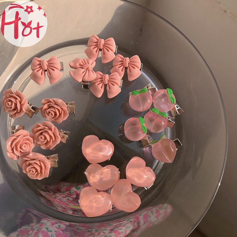 1 Kẹp Tóc Hình Hoa Hồng / Bướm / Đào Dễ Thương Cho Nữ