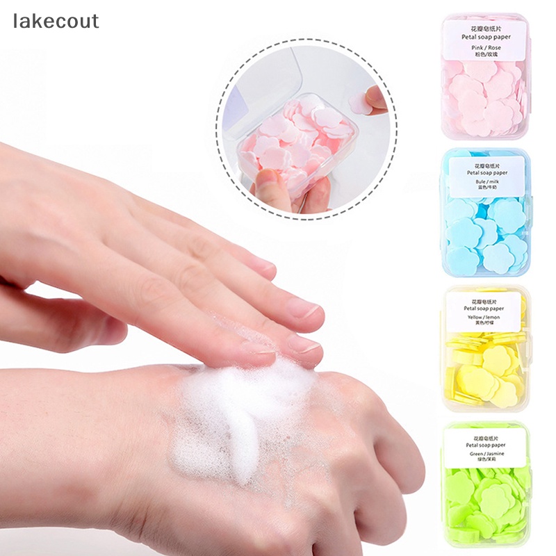 Hộp 100 Xà Phòng Giấy Hình Bông Hoa mini Dễ Thương Dùng Một Lần Kèm Hộp Đựng