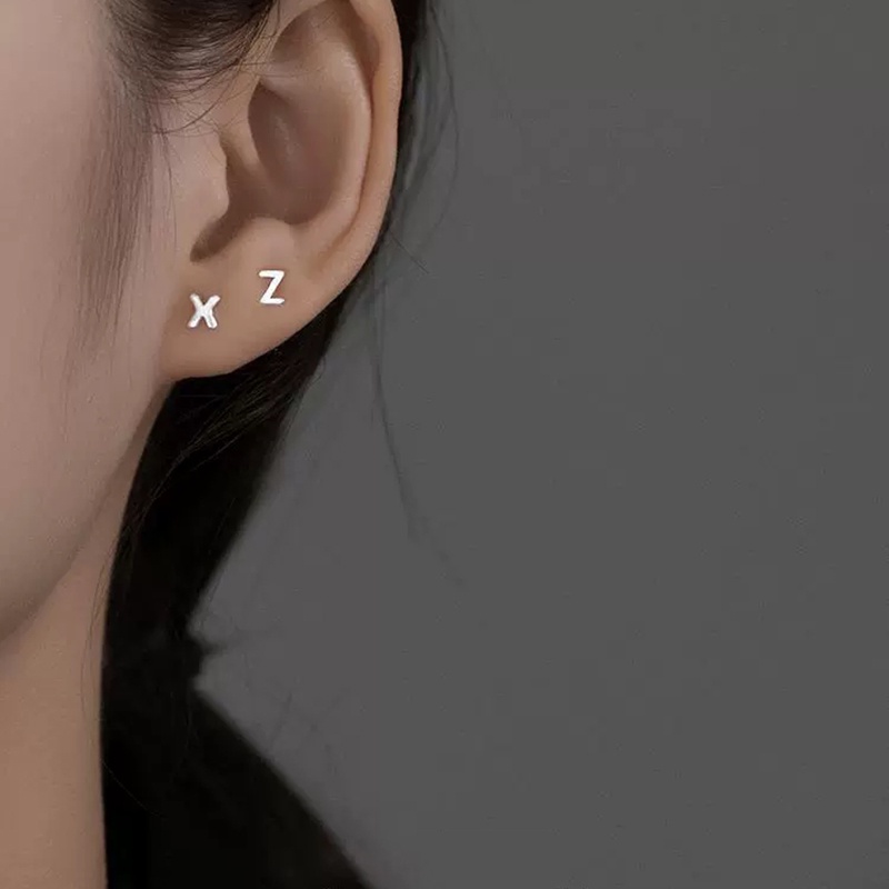 Bông Tai Bạc Hình Chữ Cái Từ a-z 26 Thời Trang Dành Cho Cả Nam Và Nữ