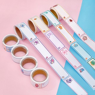 Cuộn 60 nhãn dán ghi tên tự dính họa tiết hoạt hình dành cho học sinh