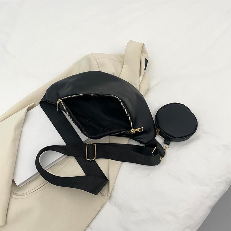 Bộ 2 Túi Đeo Hông Màu Trơn Có Khóa Kéo Tiện Dụng Mang Theo Du Lịch Cho Nữ