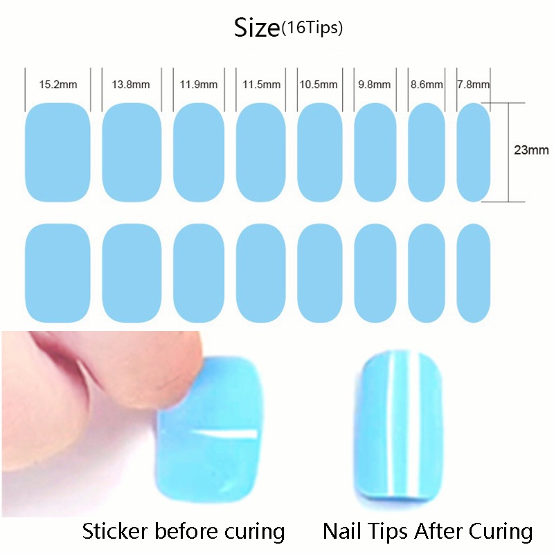 Bộ 16 Miếng Dán gel Nhãn Dán Bán Chữa Trang Trí Móng Tay Nhãn Dán Bảo Vệ Toàn Diện Lâu Trôi Phong Cách Hàn Quốc