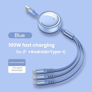 Dây Cáp Sạc Siêu Nhanh 3 Trong 1 6a 100w micro usb / type-c