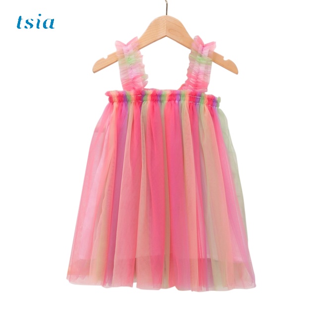 Đầm cotton Phối Lưới Nhiều Màu Sắc Cho Bé Gái 0-5 Tuổi