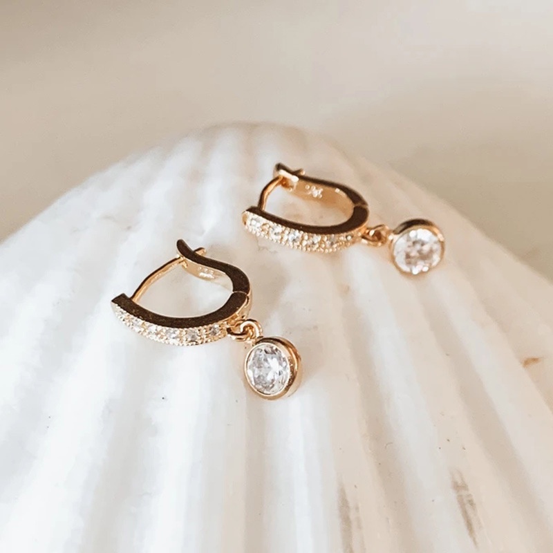Bông Tai Mạ Bạc 925 Đính Đá zircon Đơn Giản Thời Trang Cho Nữ