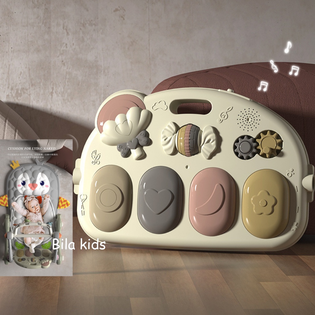 Thảm nhạc cho bé sơ sinh kiêm xe tập đi có nhạc đàn piano 3IN1, đồ chơi cho bé sơ si