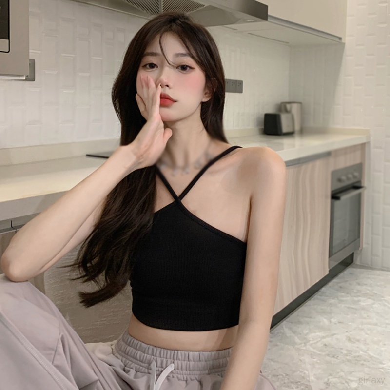 Áo Croptop Hai Dây Hở Lưng Màu Sắc Đơn Giản Quyến Rũ Cho Nữ