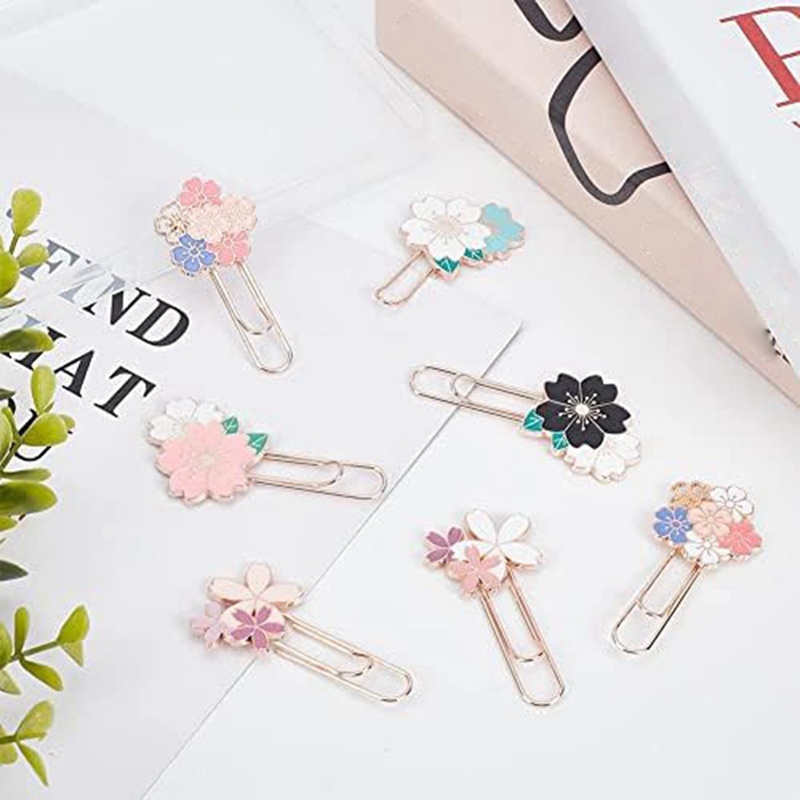 Set 7 Kẹp Giấy Họa Tiết Hoa Anh Đào Nhiều Màu Sắc Dễ Thương