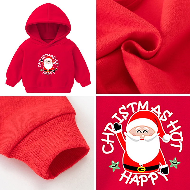 Áo hoodie Tay Dài In Hình Ông Già Noel Thời Trang Cho Bé Trai Và Gái 2-7 Tuổi