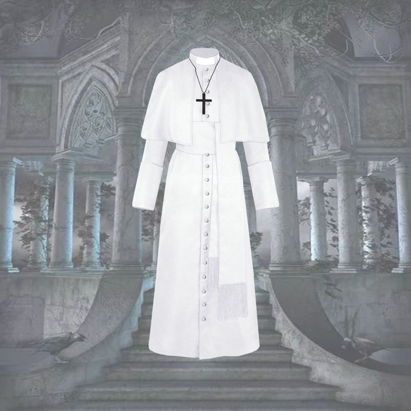 Áo Choàng Hóa Trang halloween Thầy Tu Có Khăn Choàng Màu Sắc Trơn Phong Cách retro