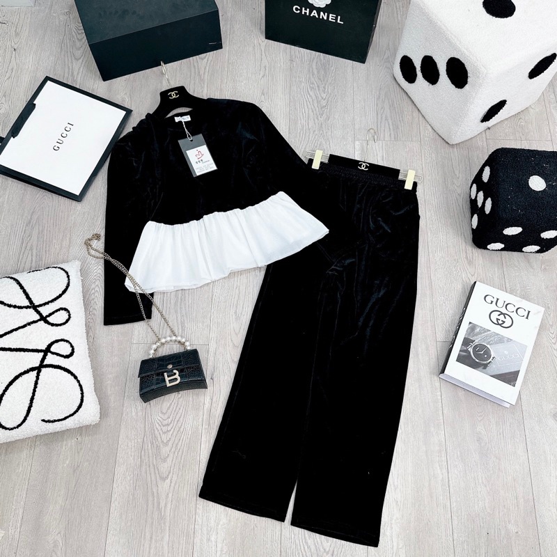 SET ÁO NHUNG BABYDOL PHỐI TƠ NHŨ QUẦN DÀI lương su shop