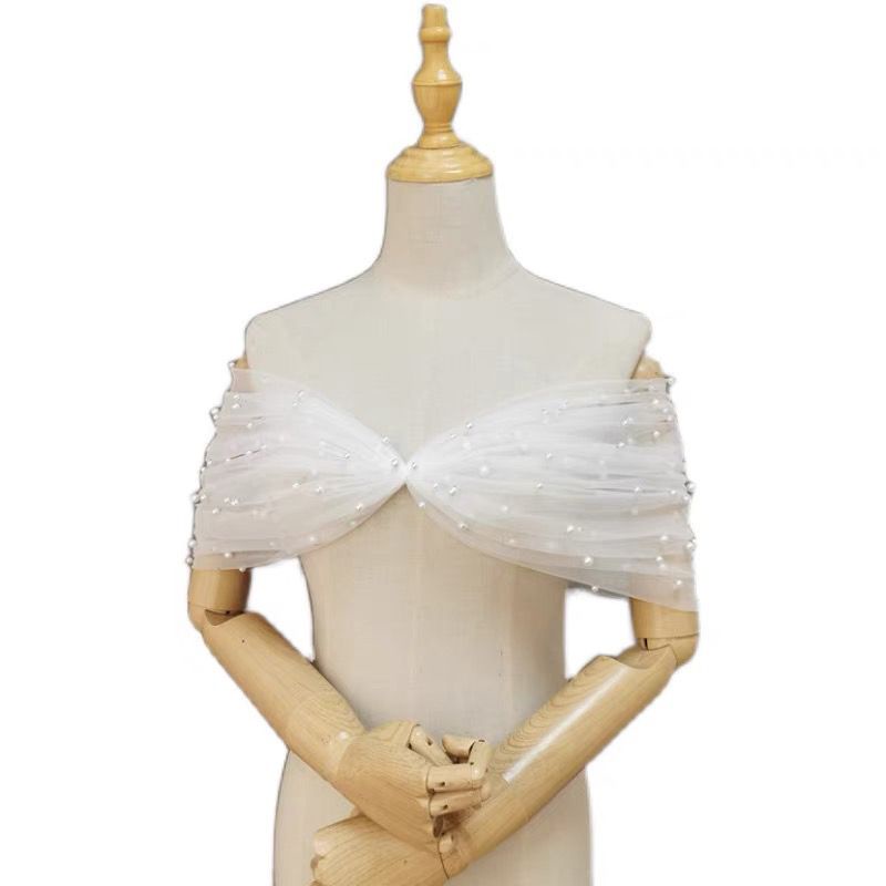 Khăn Choàng Dạ Hội Đính Hạt Kèm Vỏ Bọc Cánh Tay Cho Cô Dâu