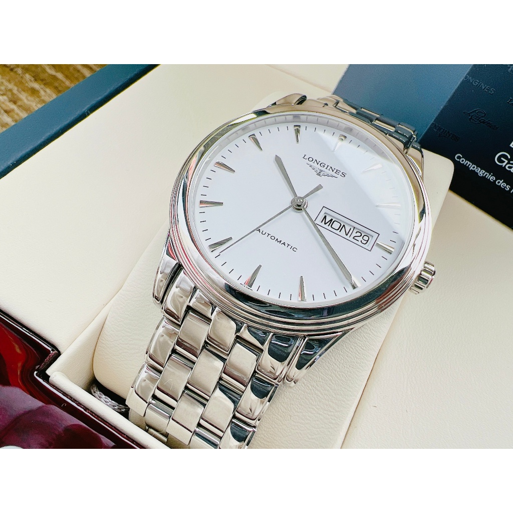 Đồng hồ chính hãng nam Longines Flagship Day Date L4.899.4.12.6 - Máy cơ tự động - Kính Sapphire nguyên khối Chính Hãng