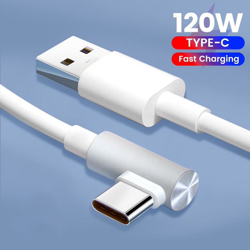 Dây Cáp Sạc Nhanh usb type c 6a 120w 90 Độ Cho xiaomi huawei