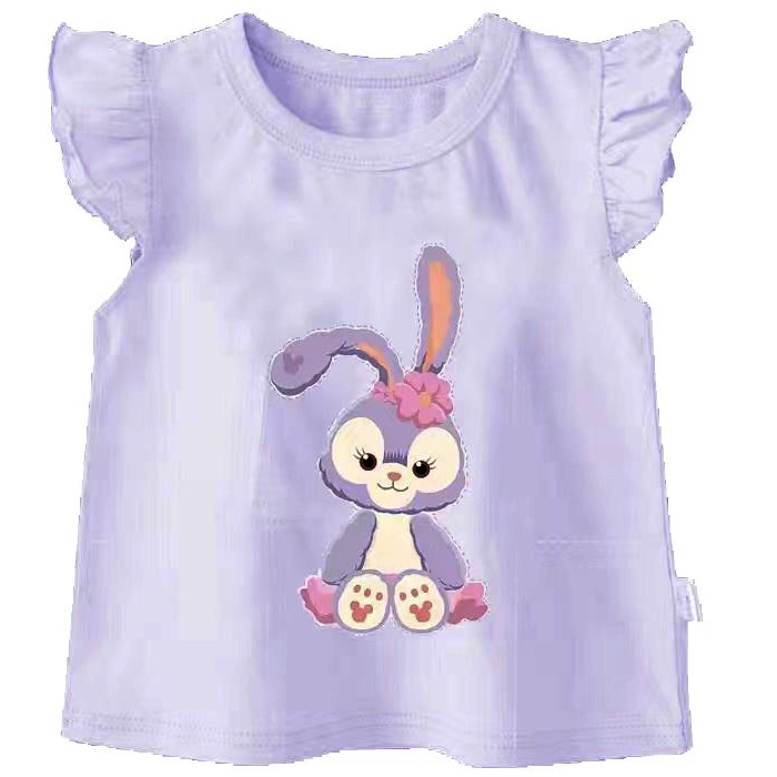 Áo Thun cotton Tay Bèo Họa Tiết Gấu Dâu Tây Dễ Thương Chất Lượng Cao Cho Bé Gái