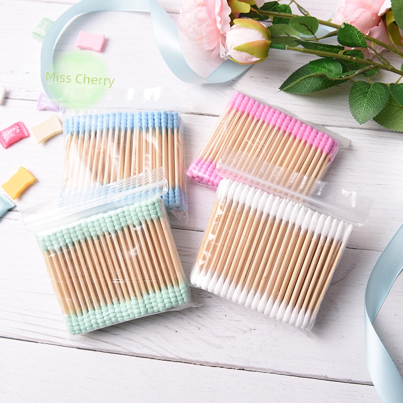 Túi 100 Tăm Bông cotton Hai Đầu Màu Sắc Kẹo Ngọt heyuanlong444