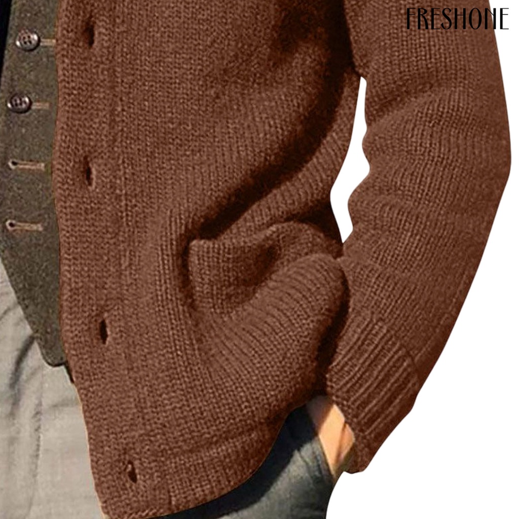 Áo Khoác cardigan Dệt Kim Dày Dặn Tay Dài Có Túi Màu Trơn Cài Nút Thời Trang Thu Đông Đường Phố Cho Nam