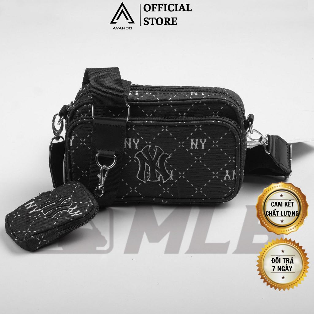 Túi NY MLB Unisex Black Ripstop Nylon Cao Cấp Có Túi Nhỏ, Hàng Xuất Full Tem Tag, Túi Đeo MLB NY Mini Mono