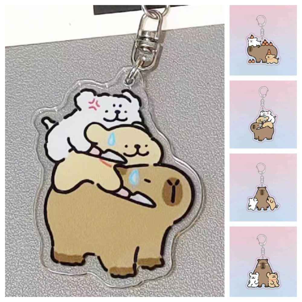 Shanrong capybara Móc Khóa Bằng acrylic Hình Chú Chó Trắng Nhỏ Sáng Tạo