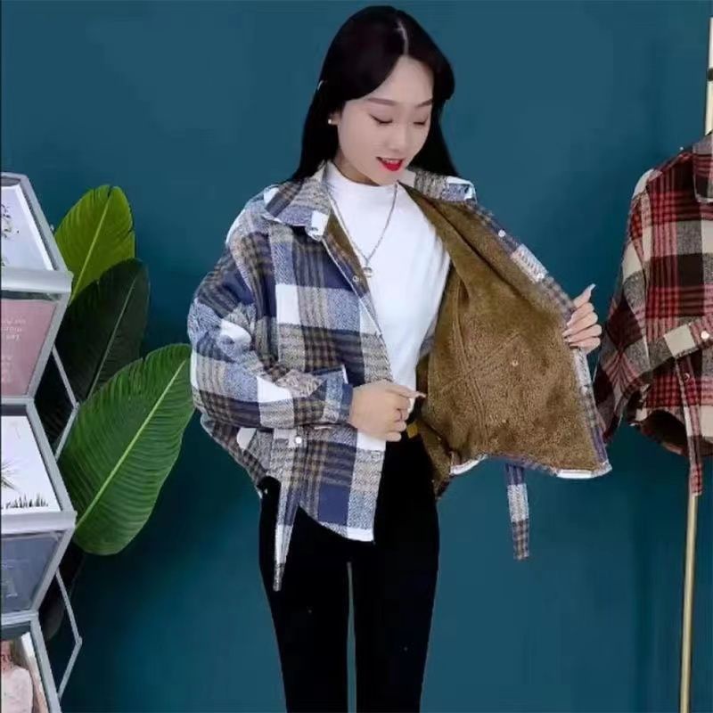 Áo Khoác Lót Lông Cừu Dày Dặn Phong Cách Phương Tây Thời Trang Thu Đông Cho Nữ