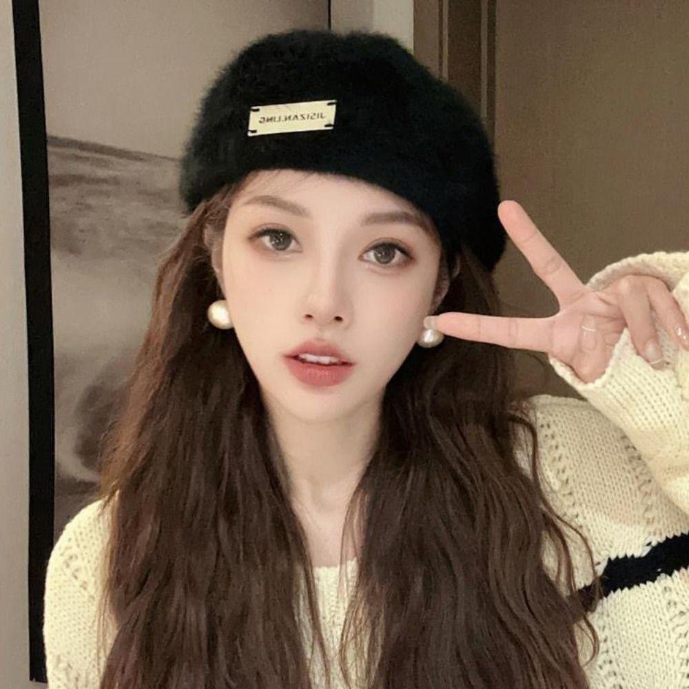 Yveta Mũ Nồi Vải Nỉ Mềm Mại Màu Trơn Ấm Áp Thanh Lịch Mùa Đông Cho Nữ