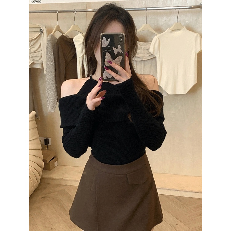 Koyoo Áo Len áo khoác cardigan thời trang Vintage Đơn giản Dễ thương WMY2300MMW 41Z231012