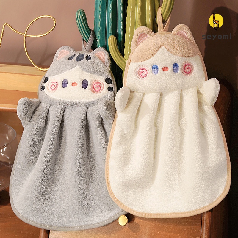 Dễ Thương Khăn Lau Tay Thấm Hút Tốt Nhanh Khô Hình Chú Mèo Đáng Yêu Cho Bé