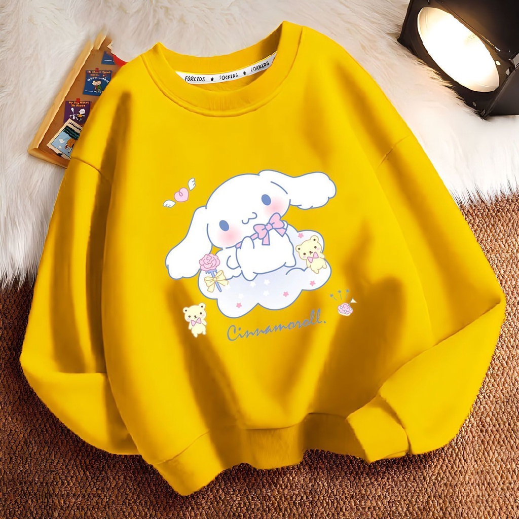 Áo Sweater Cổ Tròn Tay Dài In Hoạt Hình cinnamoroll Dễ Thương Thời Trang Mùa Thu Cho Bé Gái