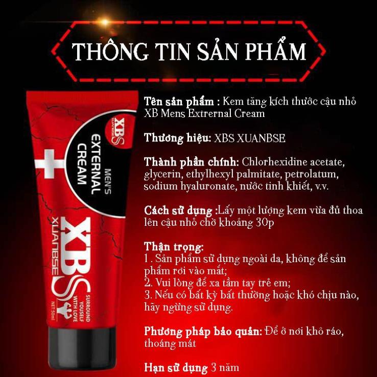 (CHE TÊN) Kem Massage Tăng Kích Thước XBS 50ml Dài 18cm Dễ Dàng Chỉ Sau 1 Liệu Trình Đem Lại Sự Tự Tin Cho Nam