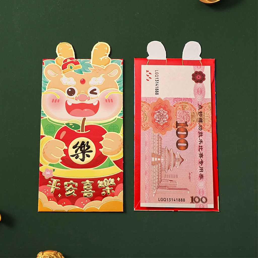 Bao Lì Xì Năm Mới 2024 Họa Tiết Rồng Đỏ Hoạt Hình Phong Cách Trung Hoa Sáng Tạo Phong Bì Mini Màu Đỏ bao lì xì tết 2024 trang trí tết trang trí tết