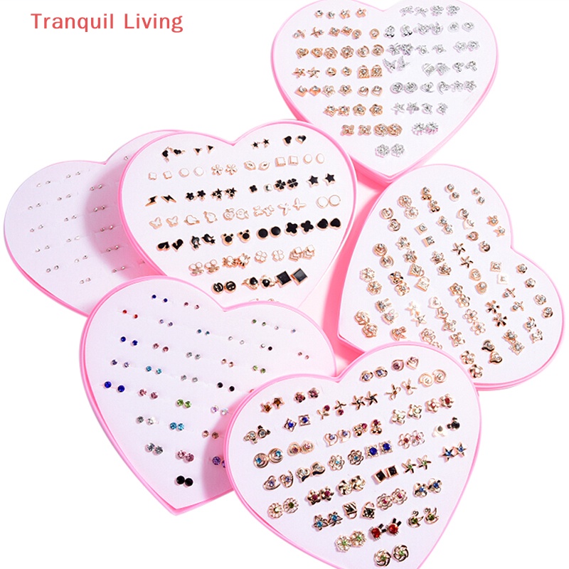 Set 36 Đôi Khuyên Tai Hình Hoa Đính Đá Thời Trang Cho Nữ