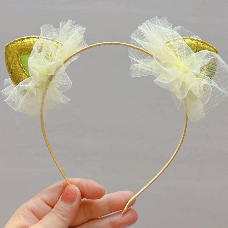 Băng Đô Tai Mèo Hai Mặt Màu Hồng Sáng Bóng Cho Bé