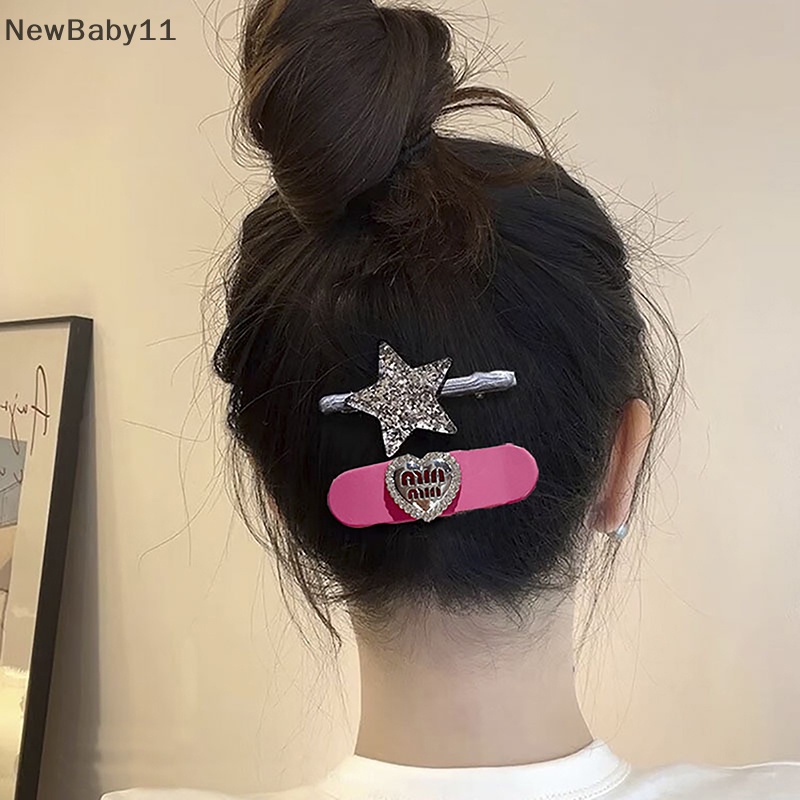 Kẹp Tóc Hình Trái Tim Đính Đá Bằng Hợp Kim Màu Bạc Thời Trang Cho Nữ