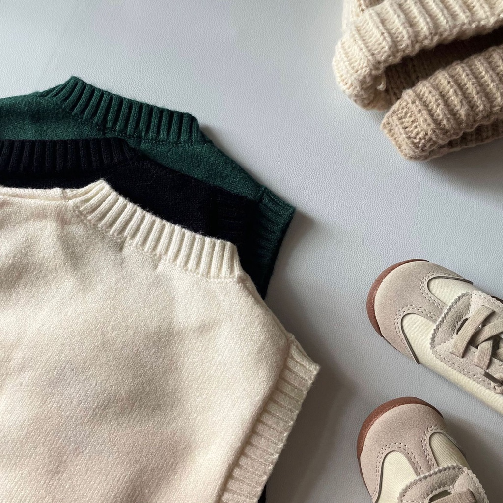 Áo sweater Dệt Kim Không Tay Họa Tiết Hoạt Hình Thời Trang Mùa Đông Cho Bé