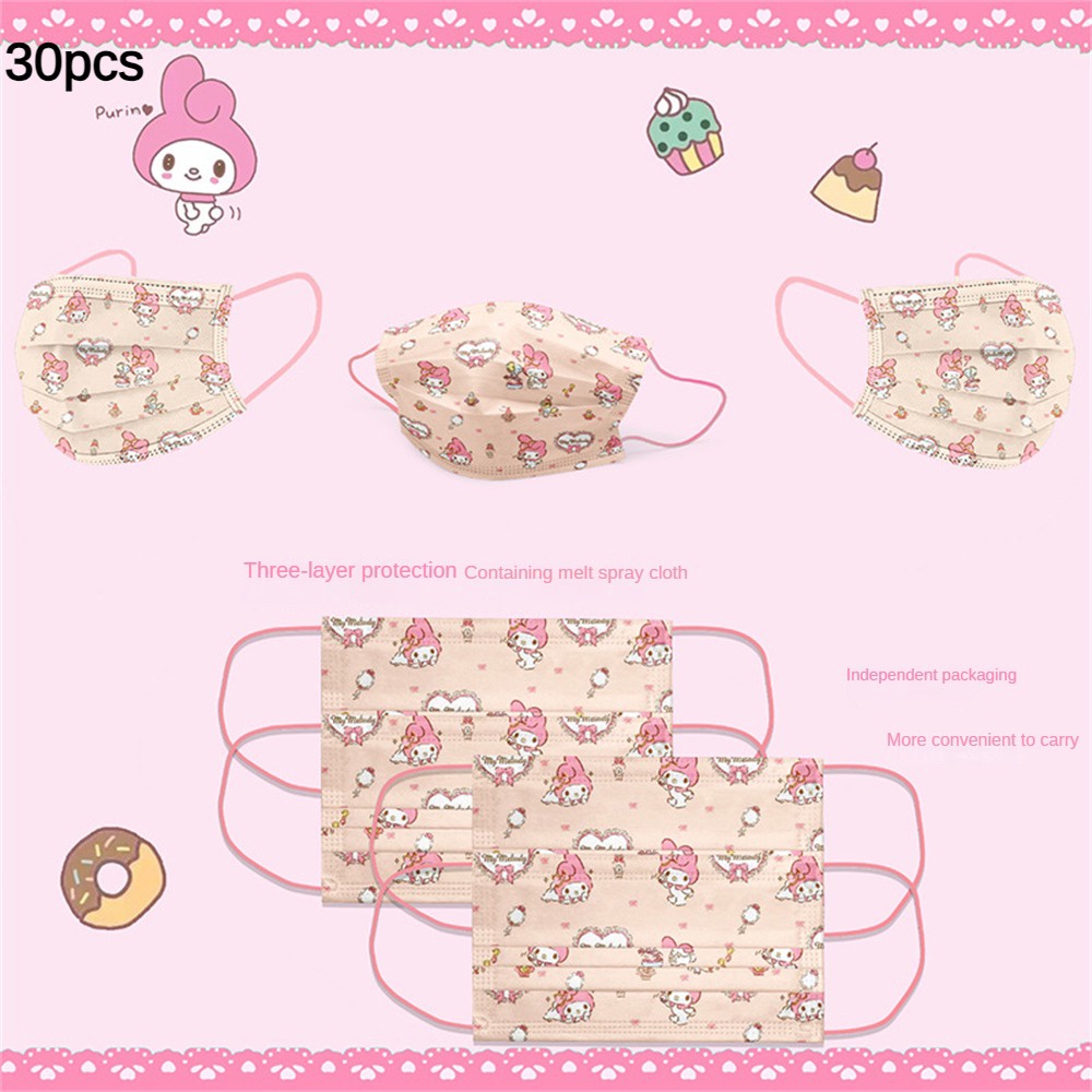 30 Chiếc Mặt Nạ 3 Lớp được đóng Gói Riêng Dành Cho Phụ Nữ Trưởng Thành Nam Cinnamoroll Kirby My Melody Winnie The Pooh.