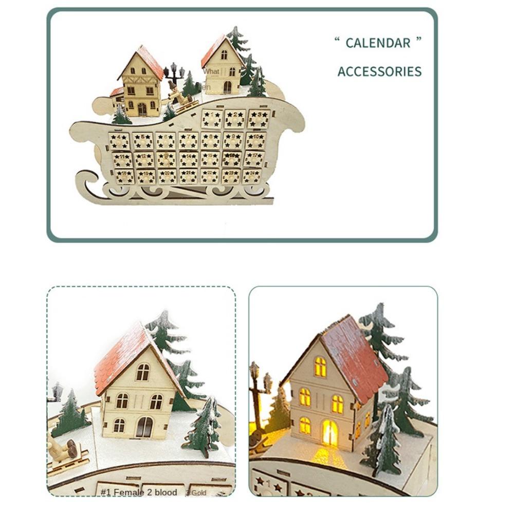 UUMIR Lịch Đếm Ngược 24 Ngăn Bằng Gỗ Có Đèn led Trang Trí Giáng Sinh