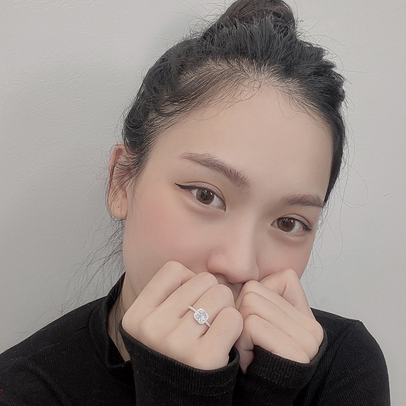 Nhẫn Cặp Hình Vuông Đính Đá zircon Sang Trọng