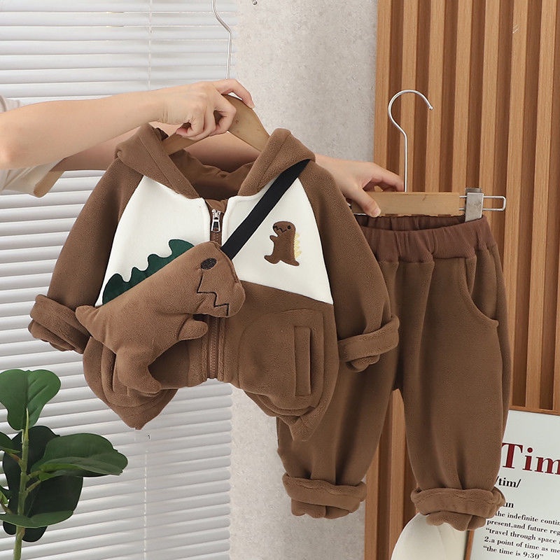 Bộ Đồ Hai Mảnh Áo Hoodie + Quần Dài Phong Cách Hàn Quốc Thời Trang Thu Đông Mới Dành Cho Bé Trai