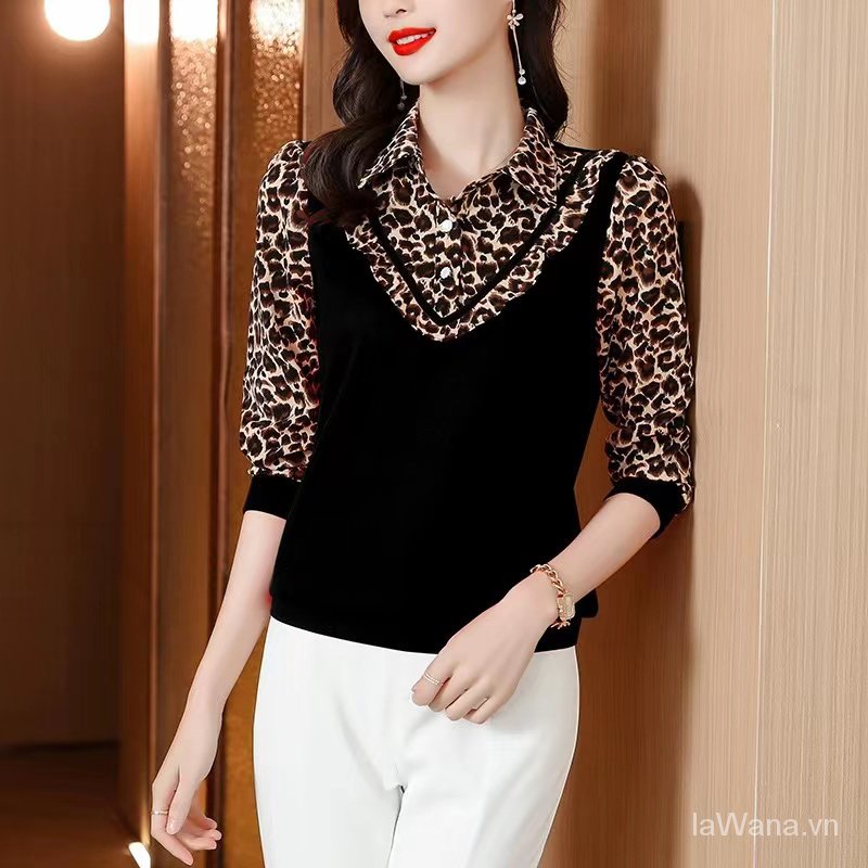 Áo Sơ Mi Tay Dài Giả Hai Lớp Phong Cách Phương Tây Thời Trang Xuân Thu 2023 Cho Nữ