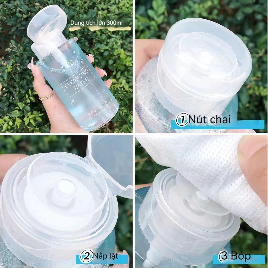 Tẩy Trang Nắp Nhún Maycreate 300ml Hàng Nội Địa Trung/Nước Tẩy Trang Axit Amin Dịu Nhẹ Làm Sạch Da Mặt Mắt Môi Cho Nam Nữ