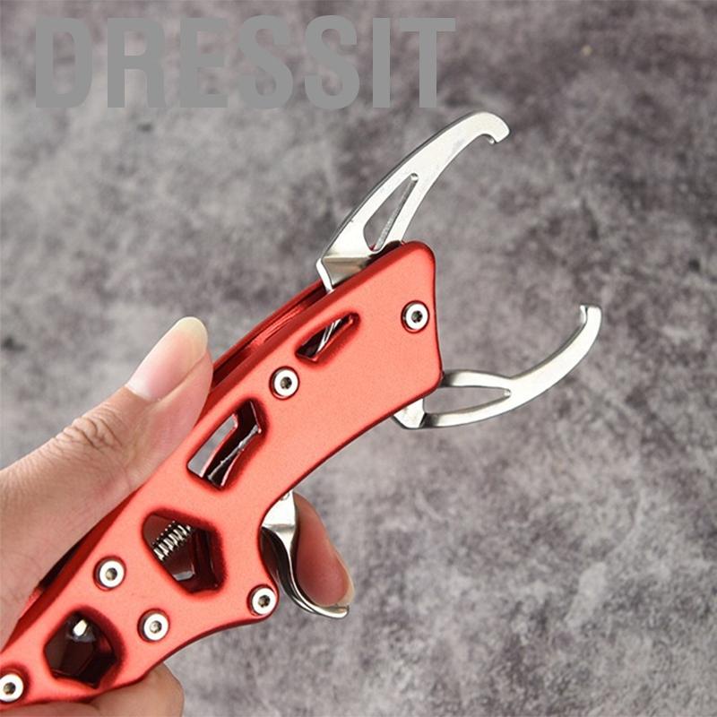 Dressit Fish Lip Gripper Aluminum Alloy One Hand Operation Easy Control Portable Fishing Grabber