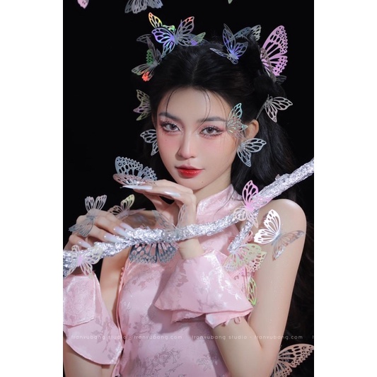 Set 12 Cánh Bướm 3d Kèm Keo Dán Dùng Để Trang Điểm Và Trang Trí Chụp Ảnh