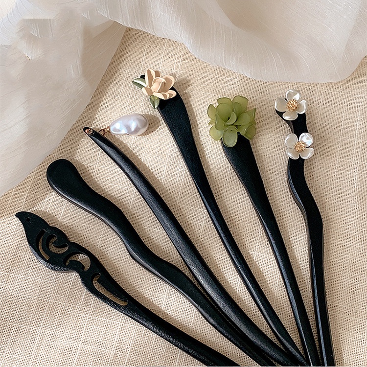 Trâm Cài Tóc Hình Hoa Màu Đen Phong Cách Cổ Điển Thời Trang Năm 2023