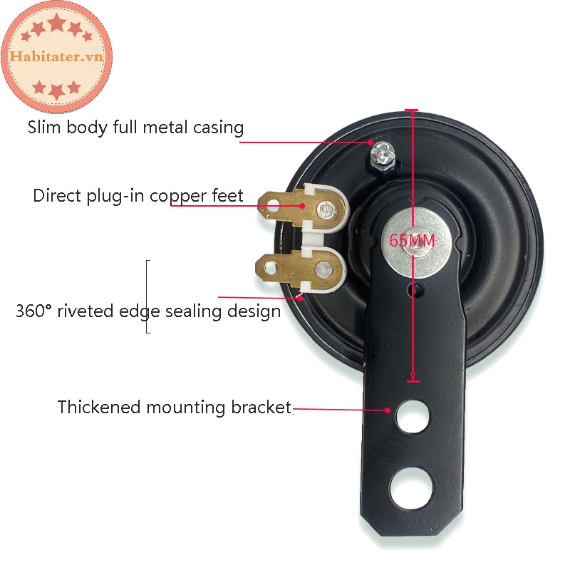 Còi Điện 12v 1.5a 105db Chống Thấm Nước Thông Dụng Cho Xe Hơi / Xe Tải / suv vn