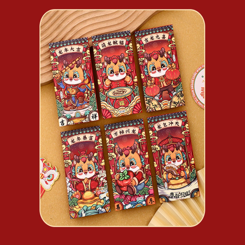 Set 6 Bao Lì Xì Năm Mới 2024 Hình Rồng Dễ Thương